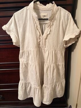 Umgee Cream Ruffle-Trim Tiered Dress